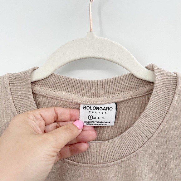 Bolongaro Trevor Crewneck Sweatshirt Beige Size S Long‎ Sleeve Ribbed Trim - Picture 6 of 10